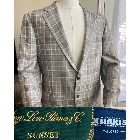 Other - Loro Piana Sunset Khakis Of Carmel Silk Cashmere Men's Blazer 44R Windowpane
